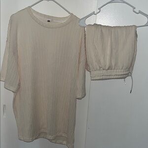 Chic Cream Ribbed Ensemble